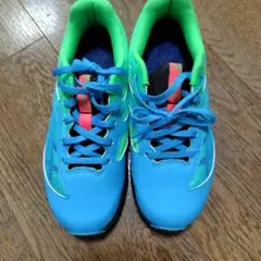 アシックス　青緑メッシュスニーカー21.5センチ