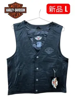 新品 Harley-Davidson 本革ベスト Lサイズ スカルデザイン