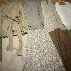 L-9/レディース 7点 まとめ売り　スカート　ブラウス　カーディガン