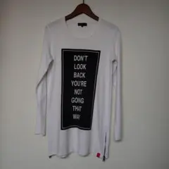 Semantic長袖カットソー　ロング　Мサイズ　白 プリント綿100%