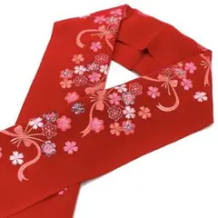 ☆新品未使用☆振袖・成人式・結婚式・卒業袴　赤系花模様刺繍入り半衿　半襟　78