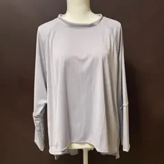 ゆったりカットソー 長袖 体型カバー シンプル 無地 グレー 大きめサイズ