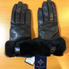 ガラグローブ　手袋　羊革　ラビットファー　タグ付き