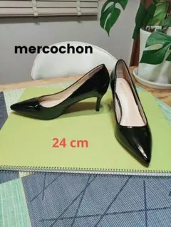 mercochon ブラック ハイヒール パテントレザー レッドソール エナメル