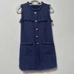 S*様 SATURDAY CLUB ツィードドレス　XXS ネイビー　スカート