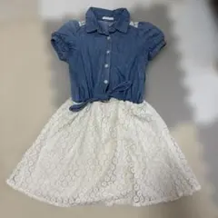 GU ワンピース 110サイズ デニム 白レース