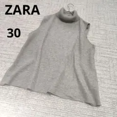 ZARA ザラ コットン グレー タートルネック ノースリーブ ニット 春 30