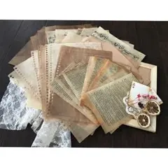 蝋引き紙 紅茶珈琲染め 洋書 楽譜 50枚セット ジャンクジャーナル/コラージュ