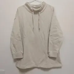 CLOSSHI薄ベージュ ハイネック 裏起毛 スウェット トレーナー LL