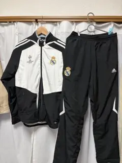 00s  レアル・マドリード　ナイロンジャケット　セットアップ　黒 00s adidas レアル・マドリード ナイロンジャケット セットアップ 黒