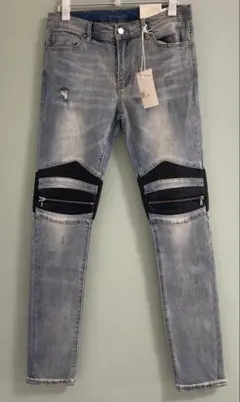 【新品タグ付き】mnml ミニマル バイカーデニム レザーZIP