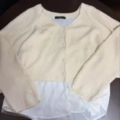 Ｗcloset クリーム色 ニットカーディガン Vネック