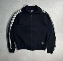 70s adidas 西ドイツ トラックジャケット ジャージ 黒 5号