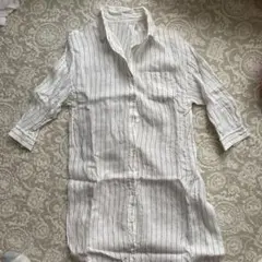 ROPEストライプ柄 リネンシャツワンピース