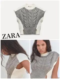 ZARA ノースリーブ ケーブルニットセーター