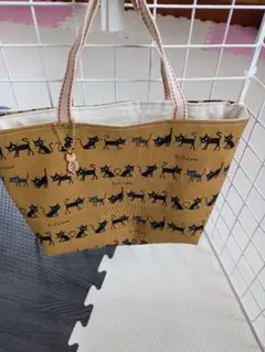 ハンドメイド ココランド猫柄 トートバッグ チャーム付き