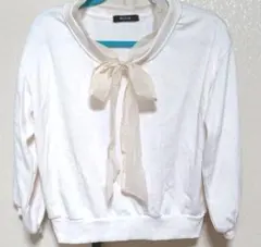 タグ無、新品未使用！七分丈で使いやすい、薄手なパーカー生地、上品シフォンリボン！