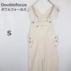 【ダブルフォーカス】デニムオーバーオール サロペット アウトドアコーデ ベージュ