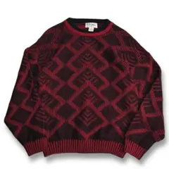 希少【Euro vintage】総柄 3D イタリア製 ユーロ古着 レトロニット