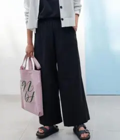 未使用タグ付 アンフィーロ 撥水 ワイドパンツ ウエストゴム UV ストレッチ
