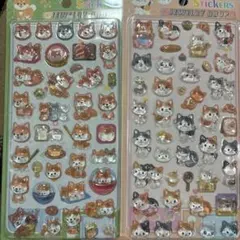 猫と犬のジュエリードロップシール2シートセット