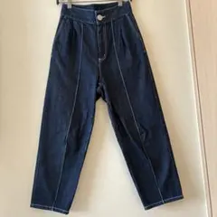 【美品】M ムルーア ワイドテーパードデニムパンツ センターシーム インディゴのサムネイル