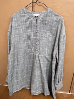グレー系チェック 長袖チュニック