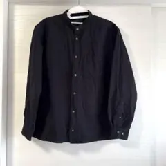 無印良品 スタンドカラー長袖シャツブラック Sサイズ