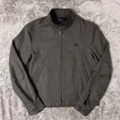 【美品】フレッドペリー ダブルフェイス ウールジップアップブルゾン グレー L 美品】フレッドペリー ダブルフェイス ウールジップアップブルゾン