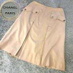 CHANEL シャネル プリーツ スカート ロゴボタン ベージュのサムネイル