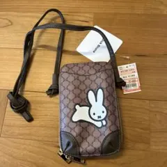 ウサギ刺繍 スマホショルダーバッグ