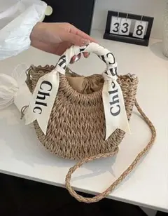 未使用級 保存袋付 FURLA かごバッグ 花柄 巾着 スカーフハンドル