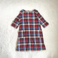 アトリエイコール コットン100% チェック柄ワンピース ナチュラル カジュアル