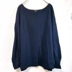 【A90】インディヴィ　ウール100%紺　セーター　冬物セール　日本製