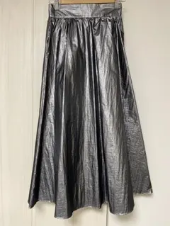 United Arrows マキシ メタリック スカート ダークシルバー 36