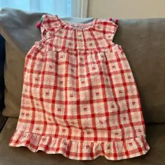 ミキハウス　女の子　ワンピース　赤チェック　チュニック　サイズ90 ベビー服