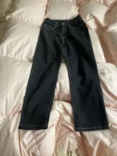 ブラック ワイドレッグデニム
