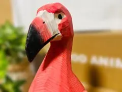 フラミンゴ アンティーク雑貨 天然木　アニマルトイ　置物
