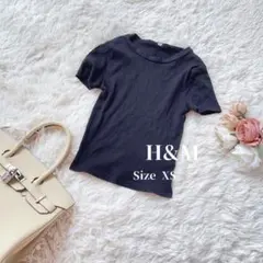 H&M♡エイチ&エム 半袖黒トップス シンプル ストレッチ XS コットン混