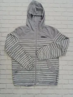 C691 adidas NEO パーカー マリンボーダー グレー Lサイズ