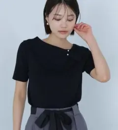 NATURAL BEAUTY BASIC アシメカラーパールニット