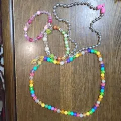 【手作り】カラフルなビーズの子供用ネックレスセット