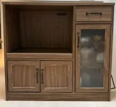 東馬 キッチンボード 幅76cm レンジボード 食器棚 木目調 ペグボード 
