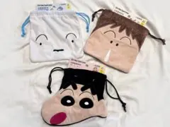 【韓国限定】クレヨンしんちゃん・シロ•ぼーちゃん巾着ポーチセット【即購入⭕️】