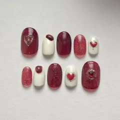 【no.38】ネイルチップ　ハート　マグネット　フラッシュネイル