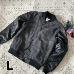 GHETTO CLOTHING ブルゾン　アウター　フェイクレザー　迷彩　L