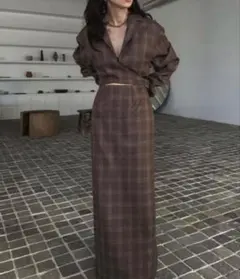 Ameri vintage WAIST CROSS CHECK DRESS