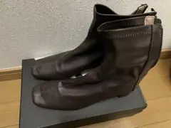 ダークブラウン レザー ショートブーツ