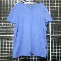 ジェイクルー 半袖ニット クルーネック 無地 XL 青 カシミヤ デート