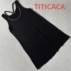 【美品】チチカカ ビーズ装飾ワンピースチュニック ブラック ひんやりのサムネイル